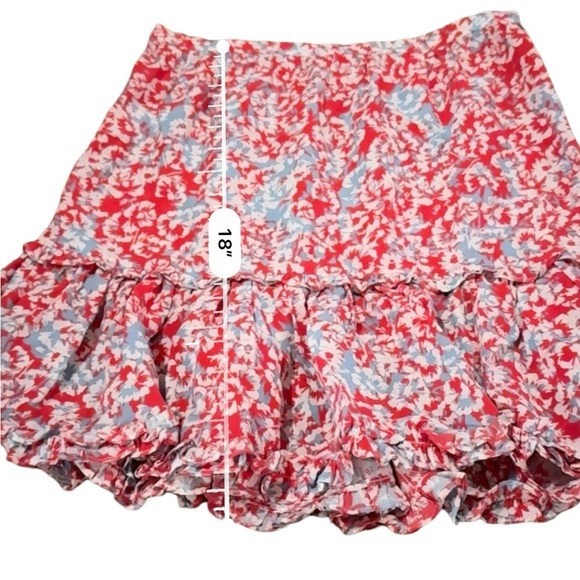 RTR Paloma Blue Alexa 100% Silk Red, White‎ & Blue Floral Tiered Mini Skirt Sz S - Picture 7 of 7